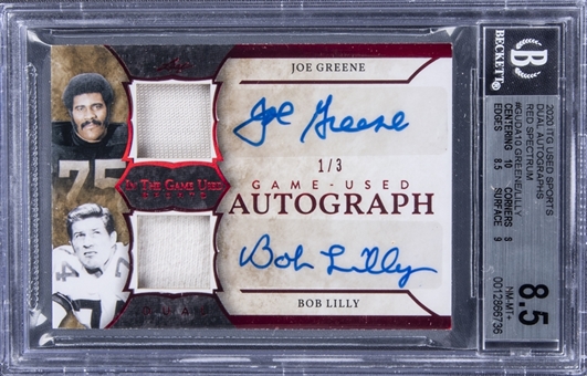 2020 Leaf "Game Used Autograph" #GUDA-10 Joe Greene/Bob Lilly Dual Signed Patch Card (#1/3) - BGS NM-MT+ 8.5/BGS 10